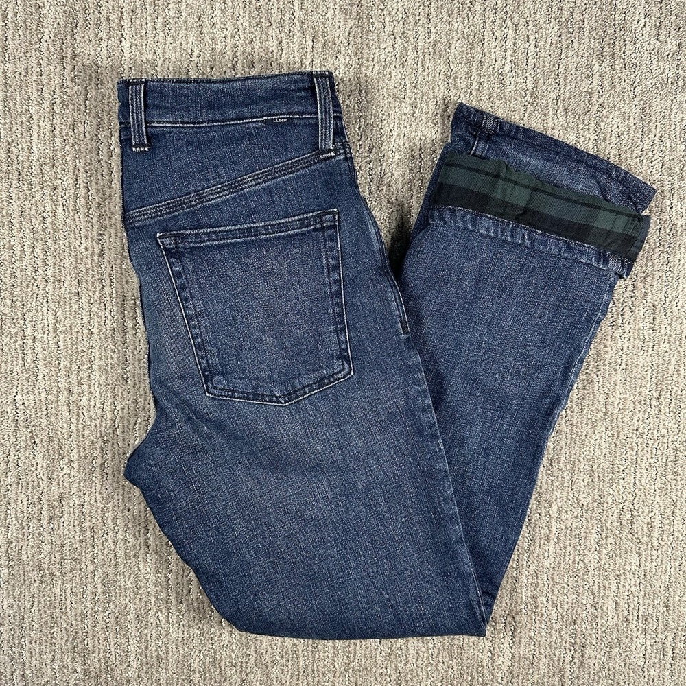 LL Bean Jeans Men 30x29 Flannel Lined Classic Fit Straight Blue Denim Workwear